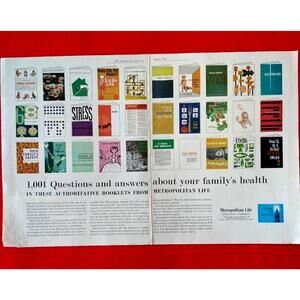 1961 Met Metropolitan Life Ins "1001 Questions Answers" 2pg 21x13 Vtg PRINT‎ AD